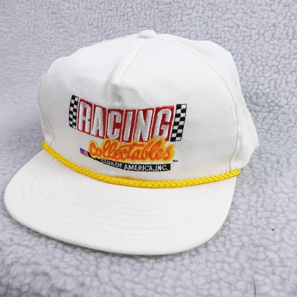 Vintage Racing Collectables Club of America Hat White Snapback Rope Cap USA Made